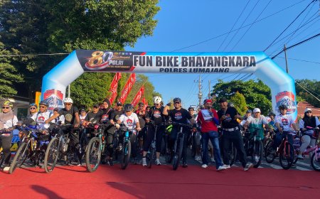 Polres Lumajang Gelar Gowes, Ribuan Pesepeda Sambut Hari Bhayangkara ke - 80